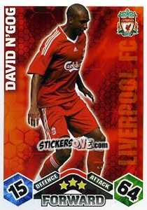 Sticker David N`Gog - English Premier League 2009-2010. Match Attax Extra - Topps