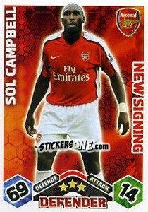 Sticker Sol Campbell - English Premier League 2009-2010. Match Attax Extra n. 60 - Topps