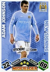 Sticker Adam Johnson - English Premier League 2009-2010. Match Attax Extra n. 75 - Topps