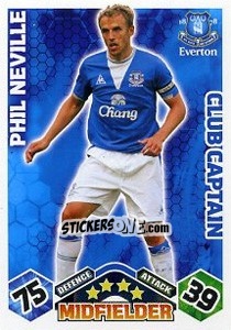 Sticker Phil Neville - English Premier League 2009-2010. Match Attax Extra n. 96 - Topps