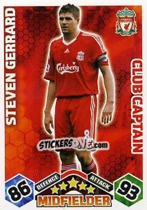 Sticker Steven Gerrard - English Premier League 2009-2010. Match Attax Extra n. 99 - Topps