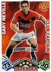 Sticker Gary Neville - English Premier League 2009-2010. Match Attax Extra - Topps