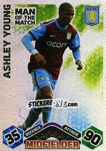 Sticker Ashley Young - English Premier League 2009-2010. Match Attax Extra - Topps
