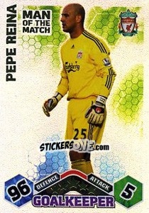 Sticker Pepe Reina - English Premier League 2009-2010. Match Attax Extra n. 143 - Topps