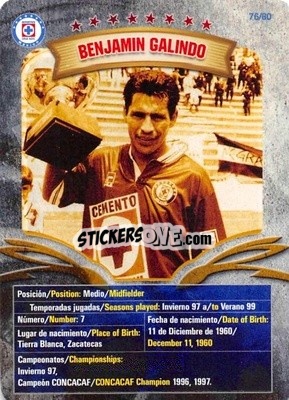 Sticker Benjamin Galindo - Futbol Mexicano. Cruz Azul 2009-2010
 n. 76 - IMAGICS