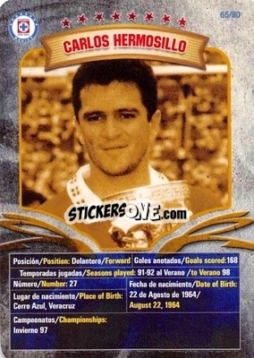 Sticker Carlos Hermosillo - Futbol Mexicano. Cruz Azul 2009-2010
 n. 65 - IMAGICS