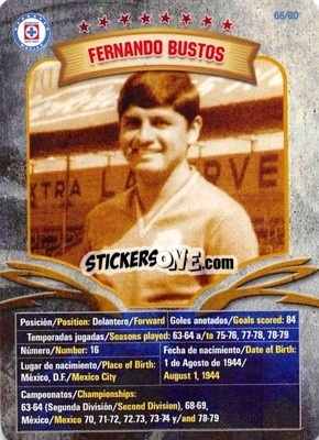 Sticker Fernando Bustos - Futbol Mexicano. Cruz Azul 2009-2010
 n. 66 - IMAGICS