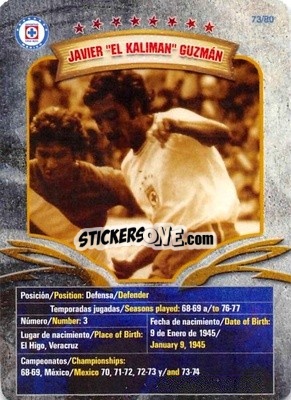 Sticker Javier “El Kaliman” Guzman - Futbol Mexicano. Cruz Azul 2009-2010
 n. 73 - IMAGICS