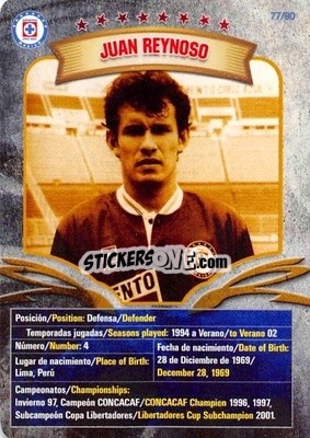 Sticker Juan Reynoso “El Peruano” - Futbol Mexicano. Cruz Azul 2009-2010
 n. 77 - IMAGICS