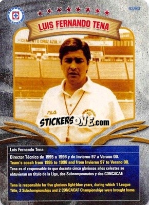 Sticker Luis Fernando Tena - Futbol Mexicano. Cruz Azul 2009-2010
 n. 63 - IMAGICS