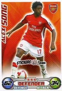 Sticker Alex Song - English Premier League 2008-2009. Match Attax Extra - Topps