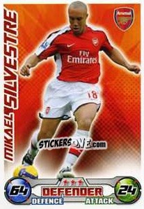Sticker Mikael Silvestre - English Premier League 2008-2009. Match Attax Extra n. 2 - Topps