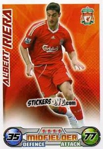Sticker Albert Riera - English Premier League 2008-2009. Match Attax Extra n. 22 - Topps