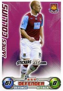 Sticker James Collins - English Premier League 2008-2009. Match Attax Extra n. 51 - Topps