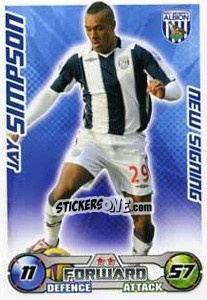 Sticker Jay Simpson - English Premier League 2008-2009. Match Attax Extra - Topps