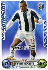 Cromo Jay Simpson - English Premier League 2008-2009. Match Attax Extra - Topps