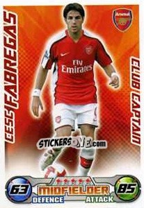 Sticker Cesc Fabregas - English Premier League 2008-2009. Match Attax Extra n. 93 - Topps