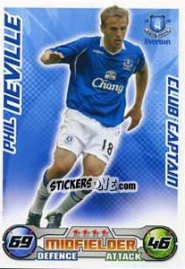 Sticker Phil Neville - English Premier League 2008-2009. Match Attax Extra n. 98 - Topps