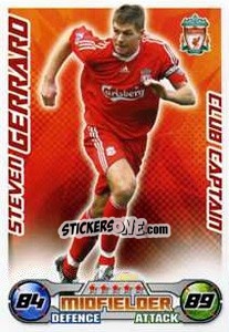 Cromo Steven Gerrard - English Premier League 2008-2009. Match Attax Extra - Topps