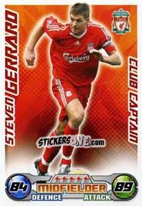 Sticker Steven Gerrard - English Premier League 2008-2009. Match Attax Extra n. 101 - Topps