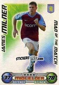 Sticker James Milner - English Premier League 2008-2009. Match Attax Extra n. 134 - Topps