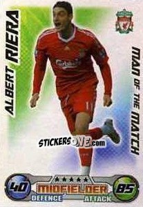 Sticker Albert Riera - English Premier League 2008-2009. Match Attax Extra n. 141 - Topps