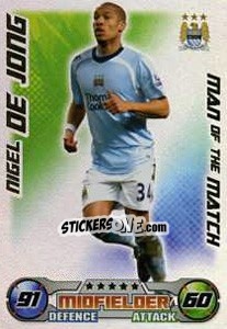 Sticker Nigel de Jong - English Premier League 2008-2009. Match Attax Extra n. 142 - Topps