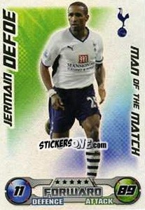 Sticker Jermain Defoe - English Premier League 2008-2009. Match Attax Extra - Topps