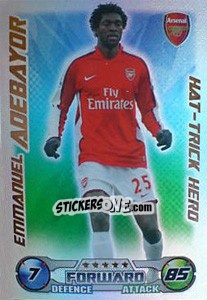 Figurina Emmanuel Adebayor - English Premier League 2008-2009. Match Attax Extra - Topps