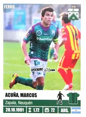 Sticker Marcos Acuña - Fútbol Argentino 2013-2014
 n. 358 - Panini