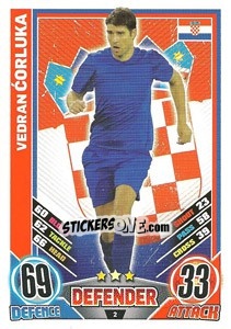 Sticker Vedran Corluka - England 2012. Match Attax n. 2 - Topps