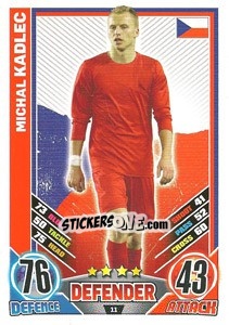 Sticker Michal Kadlec - England 2012. Match Attax n. 11 - Topps