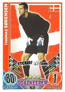 Figurina Thomas Sorensen - England 2012. Match Attax n. 19 - Topps