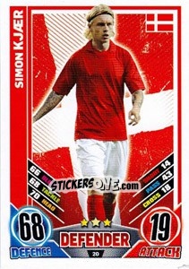 Sticker Simon Kjaer - England 2012. Match Attax n. 20 - Topps