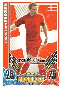Sticker Christian Eriksen - England 2012. Match Attax n. 22 - Topps