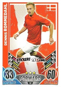 Sticker Dennis Rommedahl - England 2012. Match Attax - Topps
