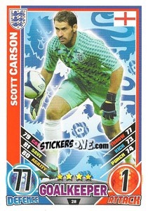 Sticker Scott Carson - England 2012. Match Attax n. 28 - Topps