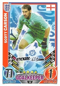 Cromo Scott Carson - England 2012. Match Attax - Topps