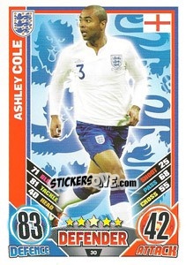 Sticker Ashley Cole - England 2012. Match Attax n. 30 - Topps