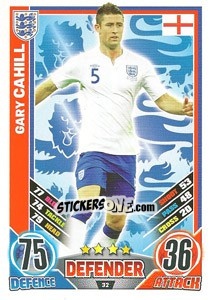 Sticker Gary Cahill - England 2012. Match Attax n. 32 - Topps