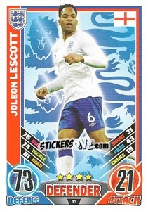 Sticker Joleon Lescott - England 2012. Match Attax n. 33 - Topps