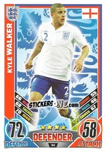 Sticker Kyle Walker - England 2012. Match Attax - Topps