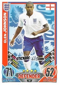 Sticker Glen Johnson - England 2012. Match Attax n. 36 - Topps