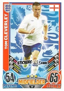 Sticker Tom Cleverley - England 2012. Match Attax n. 39 - Topps
