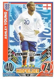 Sticker Ashley Young - England 2012. Match Attax n. 40 - Topps
