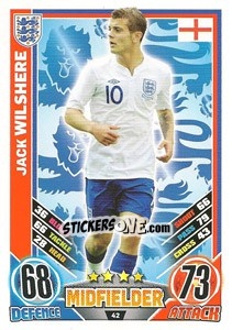 Sticker Jack Wilshere - England 2012. Match Attax n. 42 - Topps