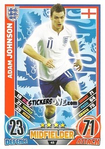 Sticker Adam Johnson - England 2012. Match Attax - Topps