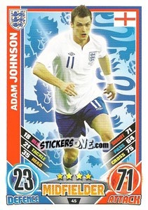 Sticker Adam Johnson - England 2012. Match Attax n. 45 - Topps