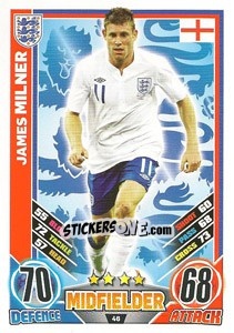 Sticker James Milner - England 2012. Match Attax - Topps