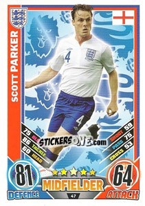 Sticker Scott Parker - England 2012. Match Attax n. 47 - Topps